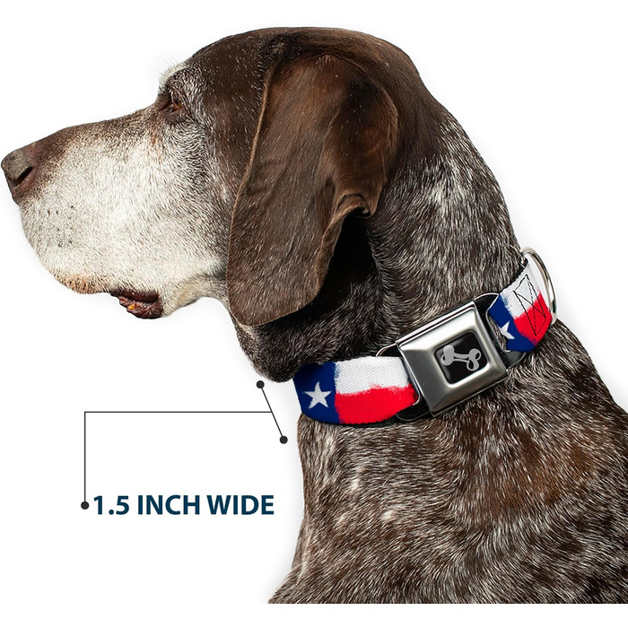 Застібка-пряжка Buckle-Down для нашийника собаки, з малюнком прапора Техасу, ширина 2,5 см, підходить для обхвату шиї 38-66 см, розмір L (ширина 2,5 см - підходить для обхвату шиї 38-66 см - великий розмір, малюнок прапора Техасу)