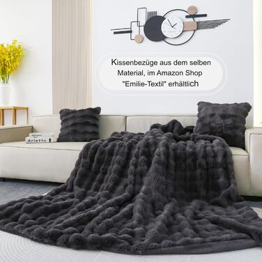 Розкішна ковдра зі штучного хутра надзвичайно мяка та приємна на дотик ковдра зі штучного хутра, легка у догляді, приємна на дотик, доступна у 4 розмірах та кольорах, антрацит 150x200