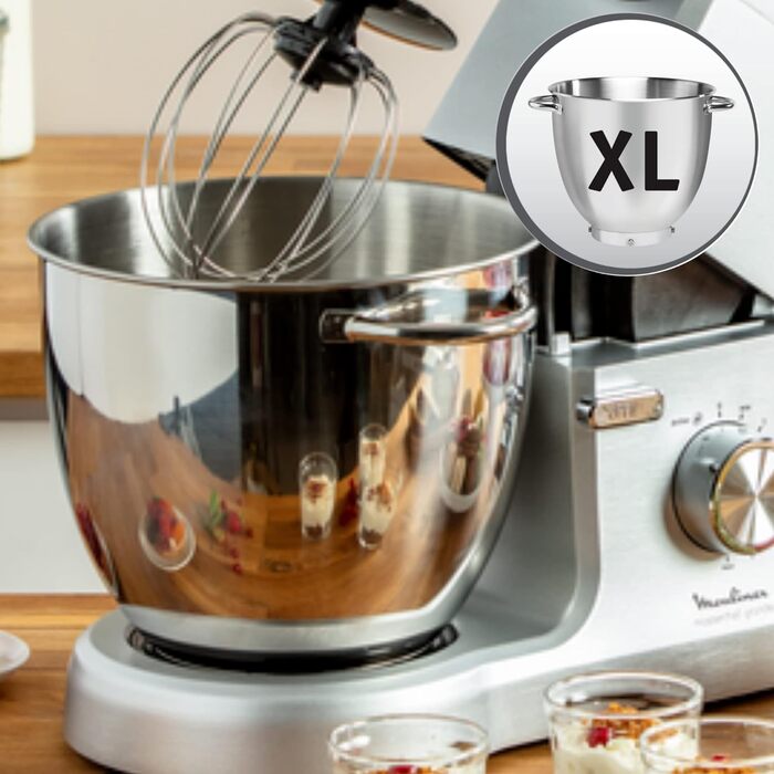 Планетарний міксер Moulinex Masterchef QA810D, 6,7 л, кухонний комбайн з віночком, вінчиком, гаком для тіста, 1500 Вт, 8 швидкосте