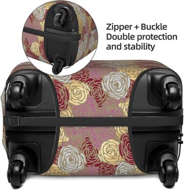Чохол для валізи з квітковим принтом Троянда - еластичний захист від подряпин та пилу, чорний, розмір 95