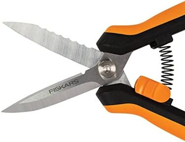 Садові ножиці Fiskars універсальні, довжина 20,6 см, леза з нержавіючої сталі/пластикові ручки, чорні/помаранчеві, суцільні, SP-320, 1063328