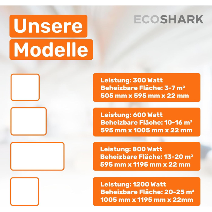 Інфрачервоний обігрівач ECOSHARK з термостатом 800 Вт Білий ЗБЕРЕЖІТЬ ВИТРАТИ НА ЕНЕРГІЮ - вкл. пульт дистанційного керування - Електричний обігрівач, сумісний з системою Розумний дім, для площі 13-20 м - Окремостоячий/Настінний (сертифікований TV) 800 Вт