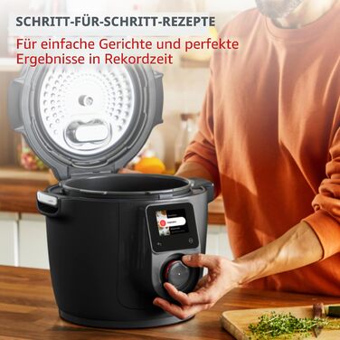 Мультиварка-скороварка Moulinex Cookeo Wi-Fi з функцією Extra Crisp, 14 режимів приготування, Air Fryer, покрокові рецепти, CE96X8F0, чорна