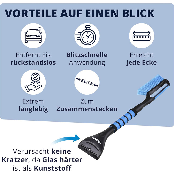 Скребок для льоду LICARGO Автомобіль з мітлою - великий край і ніжна щетина - довжина 67 см з утеплюючою, нековзною ручкою - Міцний скребок для вікон Автомобільний віночок Автомобільний скребок для льоду з мітлою Автомобільний скребок для снігу - покращен