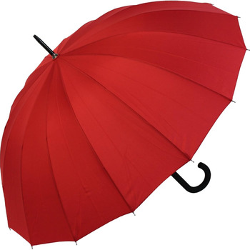 Якісна парасолька-палиця 16 шт. з автоматикою - штормозахисна - червона