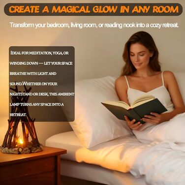 Лампа для вогнища на батарейках з підсвічуванням кам&39яної основи, реалістичний скрипучий звук, 3 регульовані режими освітлення, портативна лампа зі штучним полум&39ям з природним виглядом