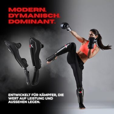 Щитки для гомілок LNX Muay Thai Pro Fight - Захист гомілок для бойових мистецтв, кікбоксингу, суглобів, SML XL, чорний, для чоловіків і жінок, чорний XL