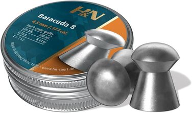 Високоточні пневматичні кулі H&N Baracuda 8 кал. .177 – важкі Rundnase з відмінною стабільністю для полювання, бенчресту та точної стрільби на дистанції