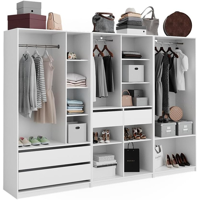 Шафа Vicco Elmo, біла, 280 x 200 см, комплект із 3 предметів (білий 100 x 200 см)