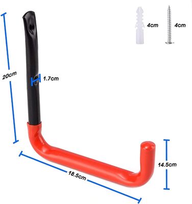 Настінний гачок, 20 * 18,5 см гачок для настінної драбини у вертикальному заглибленні для настінного кріплення драбини Велосипед Гаражний важкий гачок для зберігання, важкий тримач для велосипеда до 60 кг