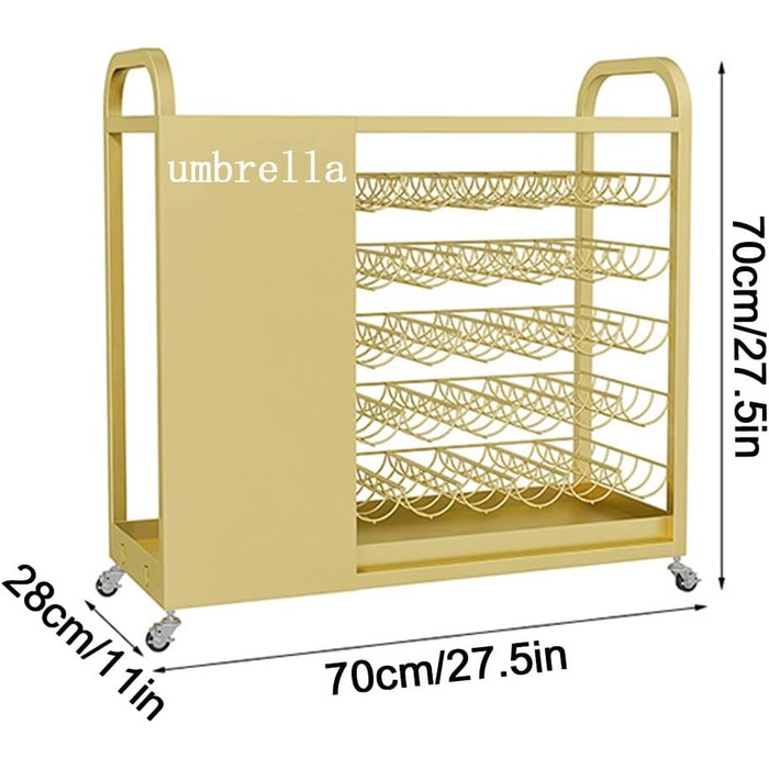Прямокутна металева підставка для парасольок GeRRiT для входу в офіс, внутрішня підставка для парасольок, багатоцільова підставка для парасольок для зберігання, з колесами та знімною білою