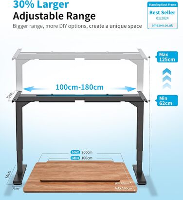 Електричний стіл MAIDeSITe з регулюванням висоти, 2 потужними двигунами, 3-рівневим регулюванням висоти каркаса столу та 4 налаштуваннями пам&39яті з нагадуванням про сидіння/вставання - T2 Pro Plus Black