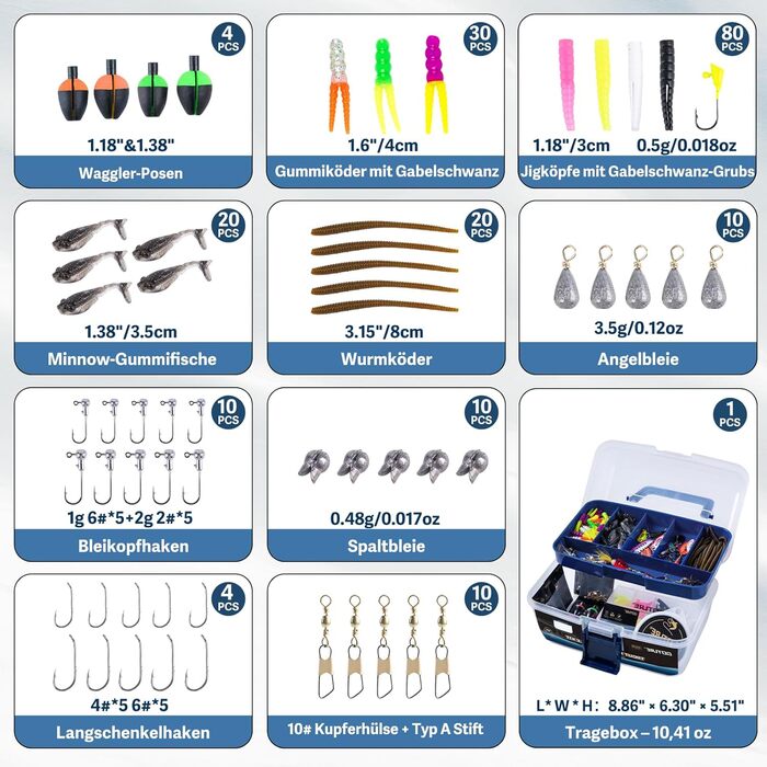Набір для лову форелі Goture універсальний портативний набір рибальських приманок зі знімними відділеннями, у комплекті з приманками, гачками та грузилами, рибальський подарунок для рибалок, 209 предметів