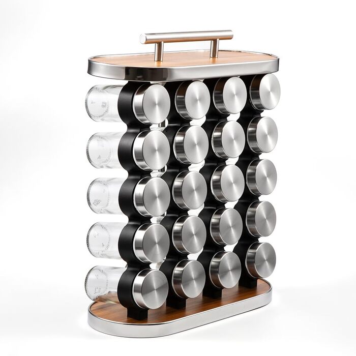 Органайзер для спецій, 20 склянок для зберігання спецій з ручкою для кухонної комори