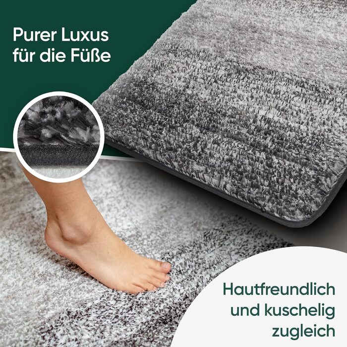 Килимок для ванної кімнати 60x90 Нековзний килимок для ванної Розкішний великий килимок для ванної, який можна прати Високоякісні килимки та пледи для ванної, килимки для ванної, килимки для душу для ванни, душу тощо Чорно-сірий 60 x 90 см (прямокутний) с