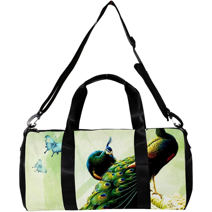 Спортивна сумка, компактна дорожня сумка, сумка для фітнесу та шопінгу (йога, тренування), з дизайном Дерево-Метелик-Павич, сумка для активного відпочинку, ручна поклажа
