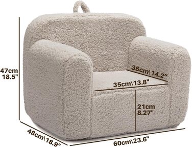 Дитячий диван BEJOY - Ультрам&39яке дитяче крісло з наповнювачем з піни, затишний диванчик для читання з шерпи для дівчаток та хлопчиків - Світло-сірий