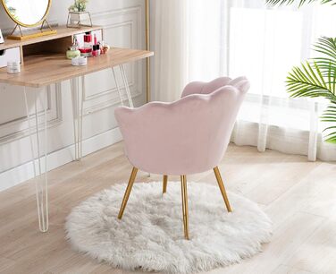Крісло-туалет Chairus, крісло-ракушка з оксамиту, крісло для відпочинку із золотими ніжками, крісло для вітальні, світло-рожевий