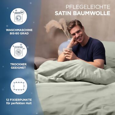 Обтяжена ковдра 135x200 - Бавовняний сатин - Oeko-Tex Виготовлено в зеленому кольорі - Небесно м&39який сон з ідеально підігнаною ковдрою для наших обтяжених ковдр - Зелена 135 x 200 см