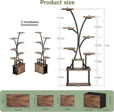 Підставка для рослин з підсвічуванням - 9 ярусів, металева та дерев&39яна підставка для квітів з шухлядою, кімнатна підставка для квітів висотою 165 см, полиця для рослин з підсвічуванням для використання в приміщенні, саду та на балконі