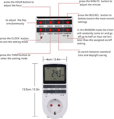 Інтелектуальна розетка електронного таймера, енергозберігаюча конструкція, розетка синхронізації живлення, вогнестійкість, режими зворотного відліку та вимкнення з інтелектуальною розеткою для