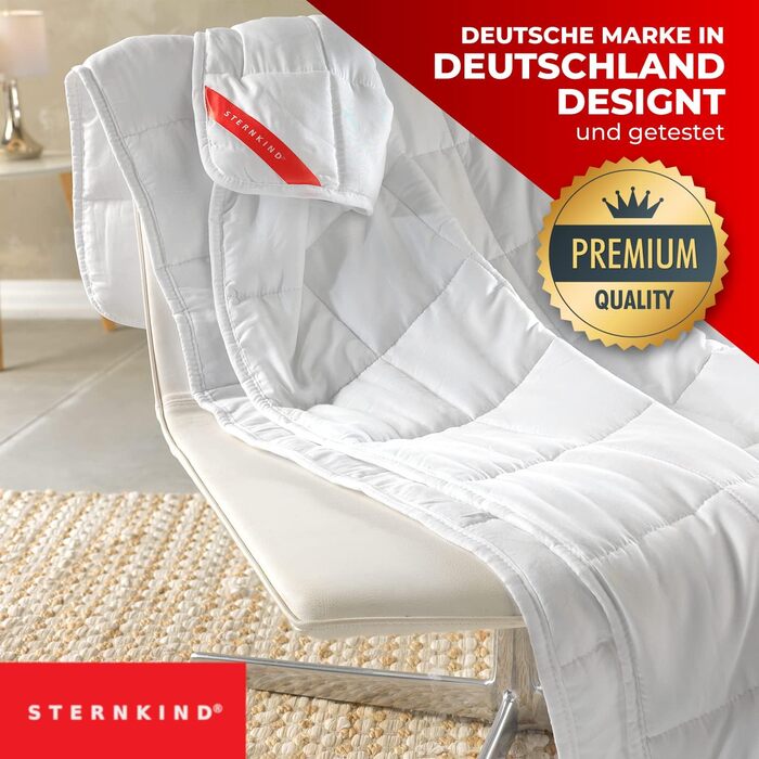 Обтяжена ковдра STERNKIND 135x200 Терапевтична ковдра - обтяжена ковдра приблизно 4 кг, обтяжена ковдра для ліжка, ковдра для релаксації, обтяжена ковдра для дорослих зі скляними намистинами, важка ковдра