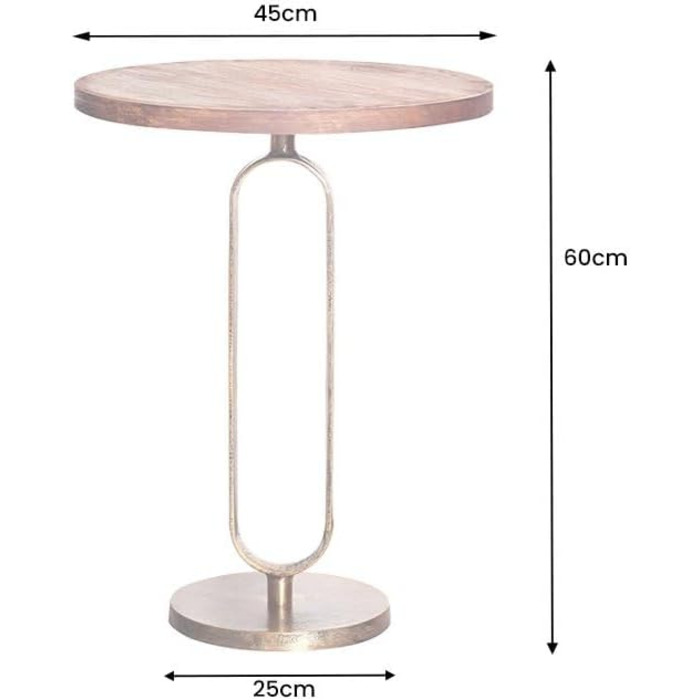 Бароковий журнальний/приставний столик, круглий, із золота, латуні та дерева манго, античний вигляд, стиль бароко, репродукція, висота 60 см