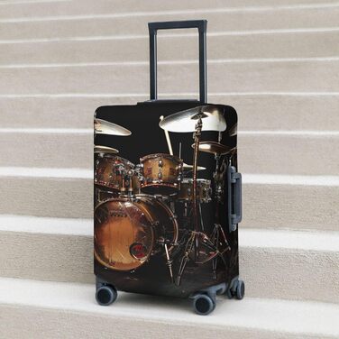 Чохол для валізи з принтом Барабанний ритм, еластичний, з прихованою блискавкою універсальний захист для подорожей та ділових поїздок, чорний, розмір S (для валіз 18-21 дюймів)