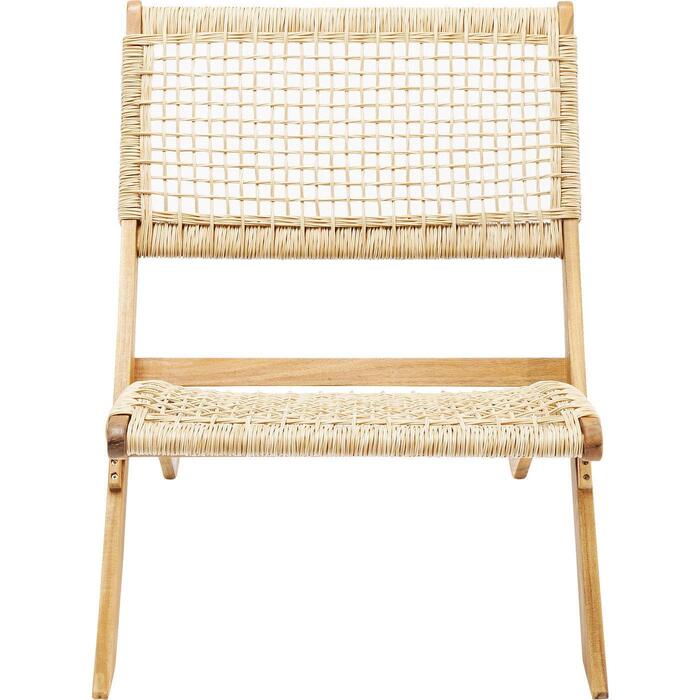 Розкладне крісло Kare Design Copacabana, коричневе, 73x78x60 см, розкладне крісло, плетіння з ротанга, підходить для використання на вулиці, вітальня бежевого кольору