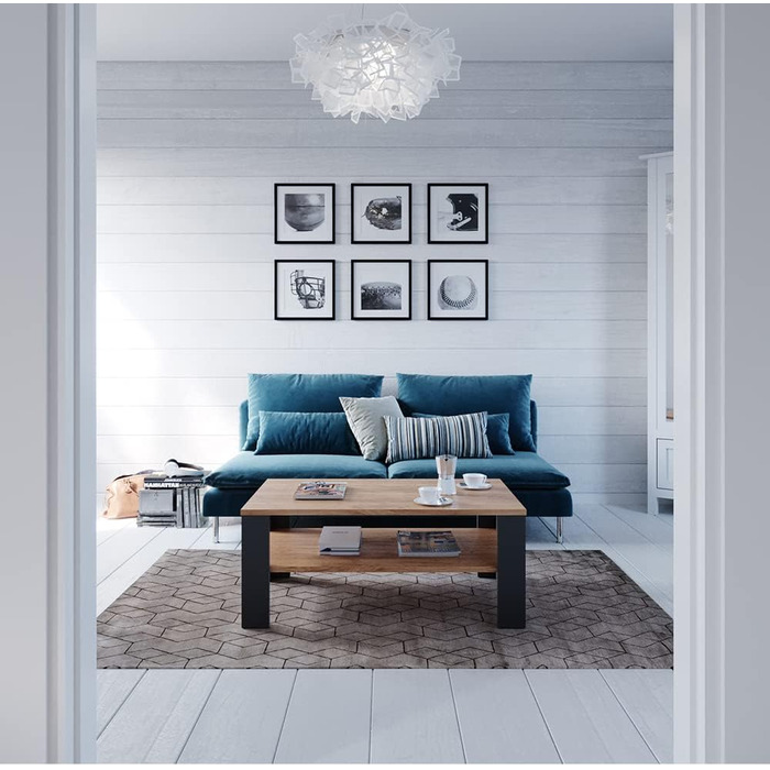 Журнальний столик Vicco, журнальний столик з полицею, антрацит/пісочний дуб, 100 x 60 см