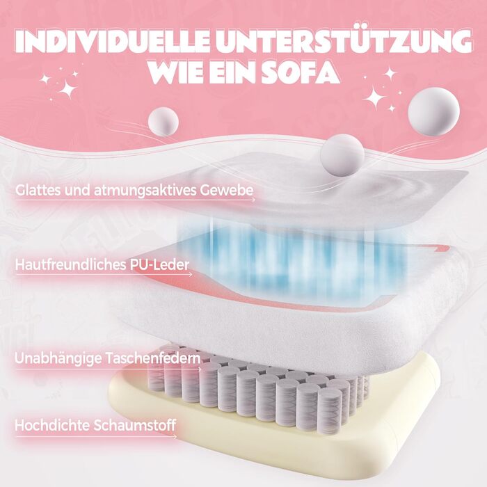 Ергономічне ігрове крісло Dowinx з підставкою для ніг, ігрове крісло з тканини &quotкотяча лапа&quot, дизайн сидіння без крил, регульоване ігрове та комп&39ютерне крісло, рожеве ігрове крісло з котом, для дорослих, червоне