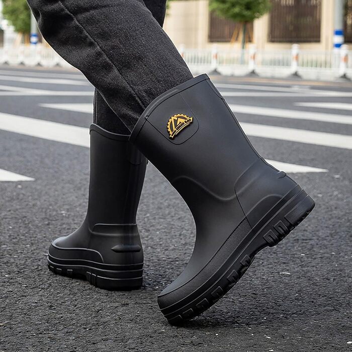 Чоловічі гумові чоботи, без гуми, заввишки до литки, ідеально підходять для сезону дощів, розмір 45/42,5 EU, чорні