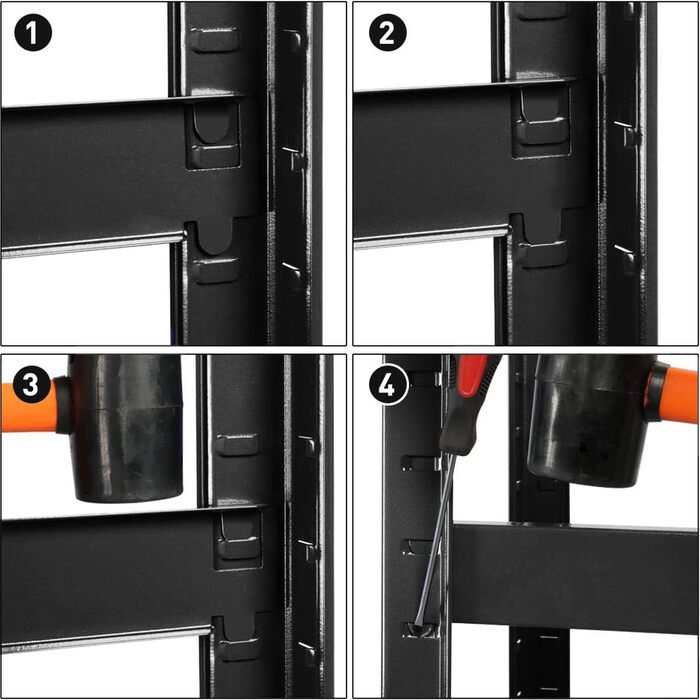 Міцний стелаж 180x120x60 см Система стелажів Регульовані полиці Безболтовий стелаж 875 кг Полиця 5 МДФ панелей Полиця для зберігання Полиця для підвалу Полиця для гаража Чорний 180 x 120 x 60 см, 2 шт.