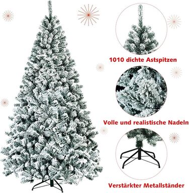 Штучна ялинка COSTWAY 180/225 см зі снігом, ялинка з металевою підставкою, ПВХ голки, складна штучна ялинка, ідеально підходить для дому, офісу, магазинів та готелів (225 см) 225 см