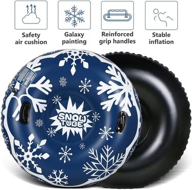 Надувні санки для дорослих дітей - JanTeelGO Snow Tube шина снігова шина розсувна шина 120см з ручками, стійка до подряпин, морозо