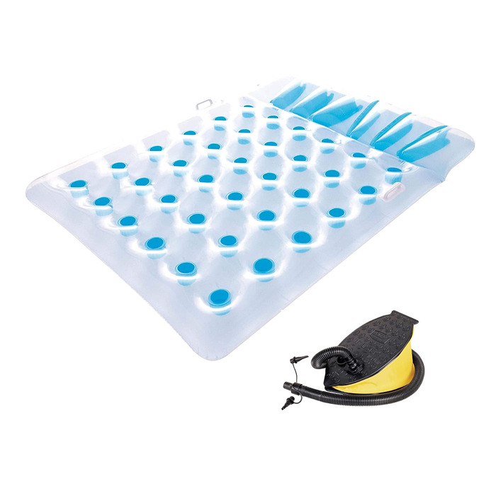 Надувний матрац Bestway, пляжне ліжко, 193 x 142 см (різнокольоровий ножний насос)