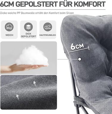 Розкішне кемпінгове крісло EVER ADVANCED, складне XXL, вантажопідйомність 180 кг, велике кемпінгове крісло, розкладне крісло, товсто оббите з високою спинкою, садове крісло, розслаблююче крісло для кемпінгу, саду, балкону, риболовлі, фестивалю, використан