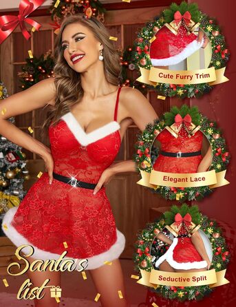 Жіноча різдвяна білизна RSLOVE , мереживна, червона, M