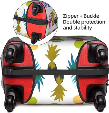 Чохол для валізи BREAUX з яскравим принтом ананасів, унікальний двосторонній дизайн, білий колір, розмір XL