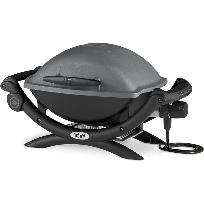 Електрогриль Weber Q1400, 43 x 32 см, темно-сірий (52020079) та преміум-чохол для гриля серії Q100/1000, чорний, 27.9x25.4x23.6 см (7117) комплект