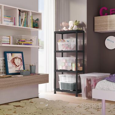 Пластикова полиця Keter Plus 60/4, чорна, 60 x 30 x 135 см, прямокутна