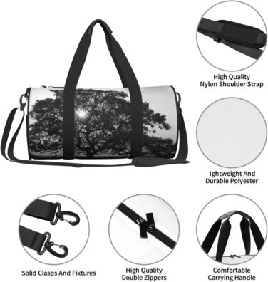 Спортивна сумка, дорожня сумка, сумка для подорожей, сумка з принтом дерева, сумка на ніч, чорна, універсальний розмір