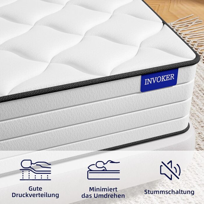 Матрац Memory Cotton AquaFlex 7-зонний 90x200 см, висота 25 см, рівень жорсткості H3, ергономічний матрац для дорослих та дітей - знімає тиск, тихий, дихаючий 90*200