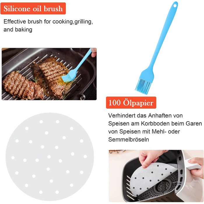 Набір аксесуарів для фритюрниці MorNon 15 шт. 8 дюймів Аксесуари для фритюрниці Аксесуари для фритюрниці Набір аксесуарів для аерофритюрниці Конвекційна піч Фритюрниці для фритюрниць XL Більшість брендів