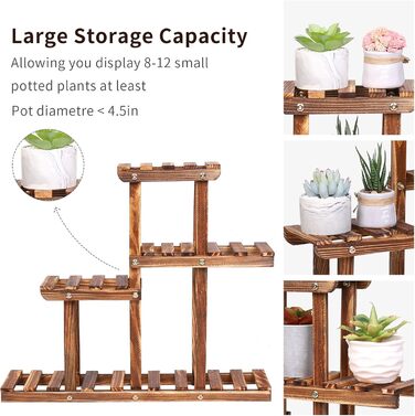 Міні-дерев&39яна полиця для квітів unho, 4-рівнева підставка для рослин, підставка для невеликих квіткових горщиків та сукулентів, дерев&39яна полиця для саду, балкону, тераси та підвіконня, 58 x 11,5 x 50 см (4 яруси 58 x 50 x 12 см)