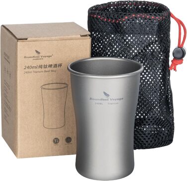 Мл титанова пивна кружка для кемпінгу, надлегка штабельована одношарова чашка для кави з льодом, соковита чашка для холодної води, коли, зовнішня портативна, міцна металева, посуд для напоїв Ti3231D 240 мл Ti3231d, 240