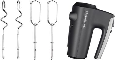 Ручний міксер Russell Hobbs (електричний ручний міксер для випічки, 5 швидкостей турборежим, віночки та гаки для тіста, які можна