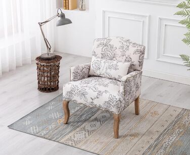 Льняне одномісне крісло-диван для вітальні з дерев&39яними ніжками, ретро-крісло з підлокітником та одним кріслом для балкону (бежевий)