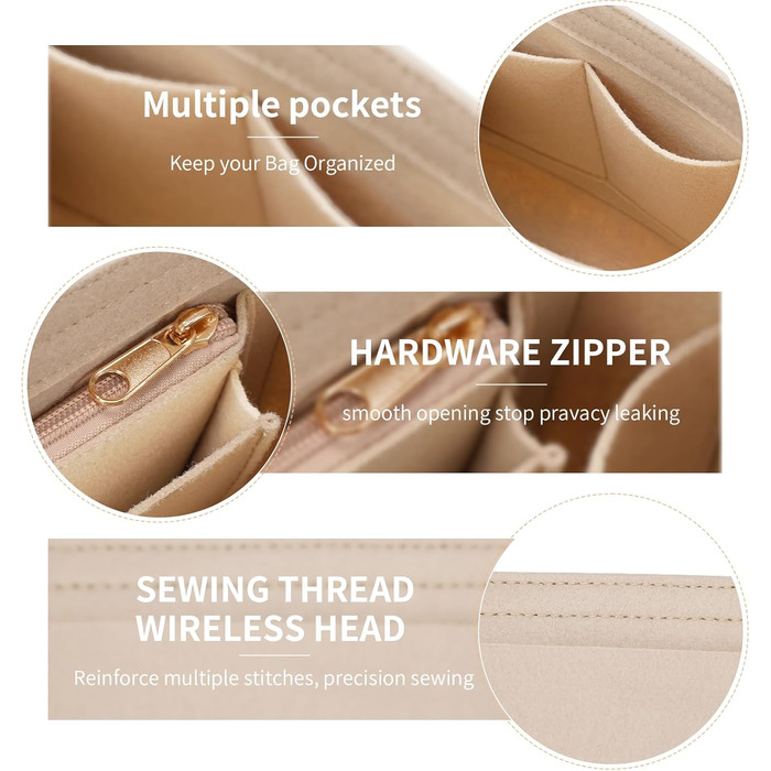 Вставка-органайзер для сумочки Longchamp з довгою ручкою, вставки-органайзери S-bag, сумочка (велика, бежева), XK-KS10-Beige-L1 La