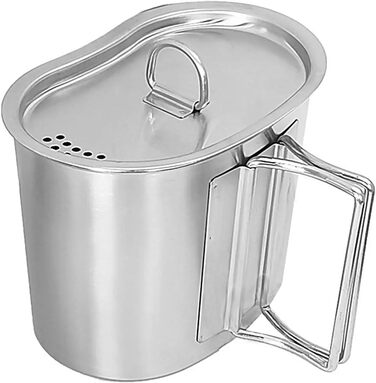 Кемпінгова кружка зі складною ручкою, 700 мл, кружка з нержавіючої сталі з кришкою, для активного відпочинку, кемпінгу, походів та пікніків